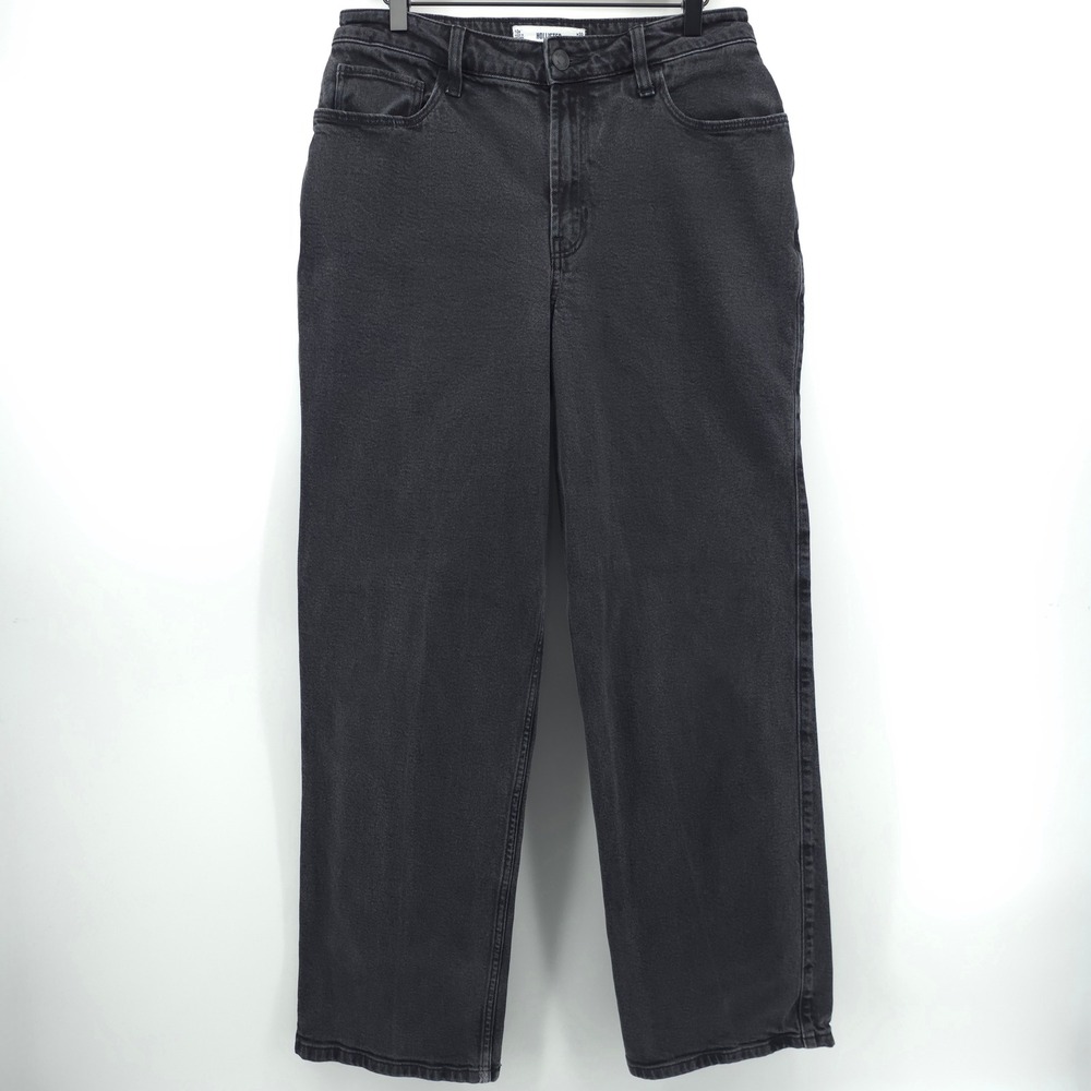 Hollister Women Jeans Ultra High-Rise Dad 10R W30 Washed Black Straight Leg